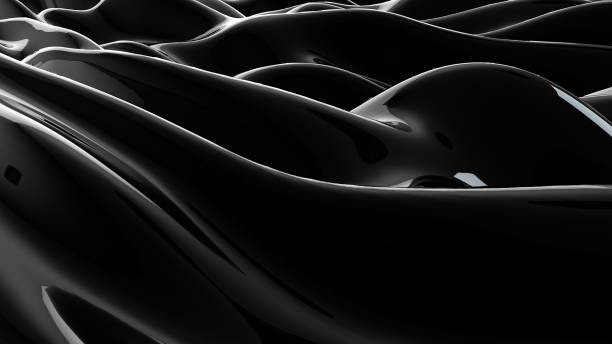 istock Black abstract liquid reflective wave surface. Waves and ripples of ultraviolet lines. 3d illustration 1196262402