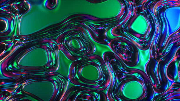 istock Abstract 3d render holographic oil surface background, foil wavy surface, wave and ripples, ultraviolet modern light, neon blue pink spectrum colors. 3d illustration 1196262450