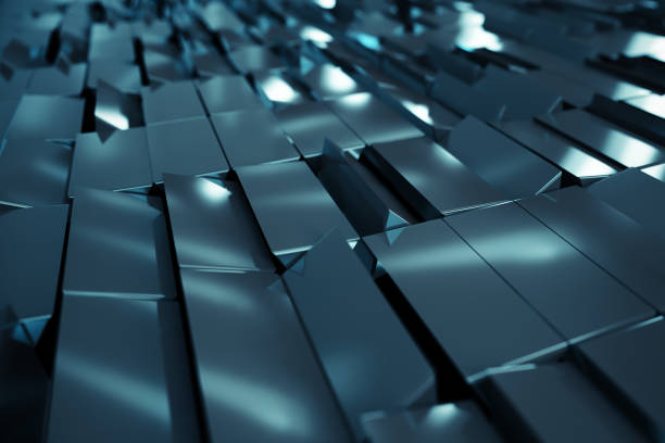 istock Metallic abstract cubes are turning, 3d illustration 1196262468