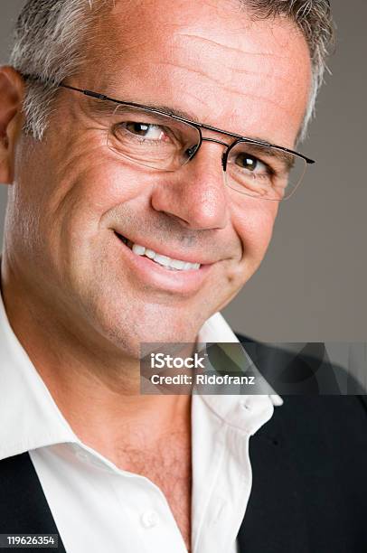 Happy Smiling Mature Man Portrait Stock Photo - Download Image Now - 40-49 Years, Adult, Adults Only