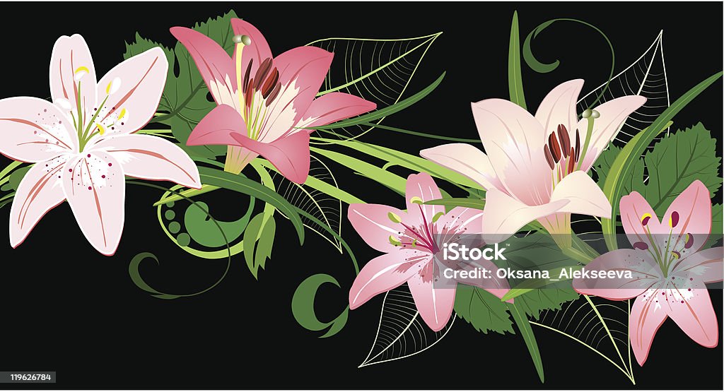 Цветочный рисунок с лилии - Векторная графика Vegetative Стадия роялти-фри