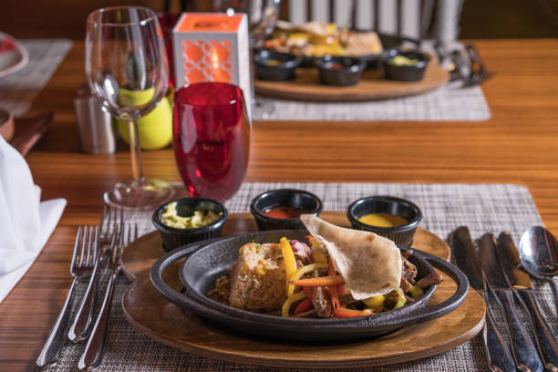istock Combination Mexican Fajitas with Shrimp in Mexican restaurant 1196270786