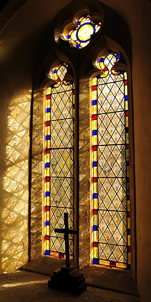 istock Church Window with Stained Glass Panes 119627200