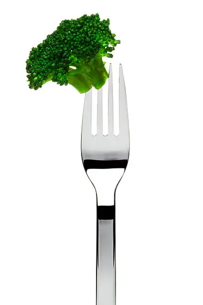 Photo of broccoli floret sticked on fork