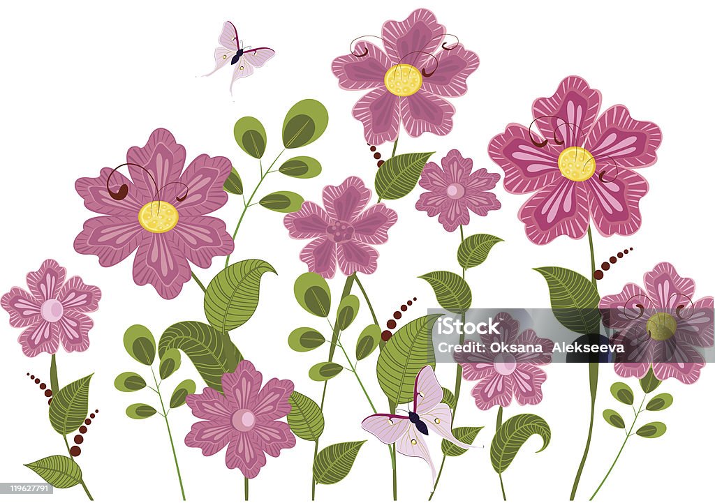Декоративные розовые цветы - Векторная графика Абстрактный роялти-фри