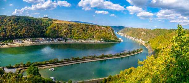 vue panoramique sur le rhin - rhine gorge photos et images de collection