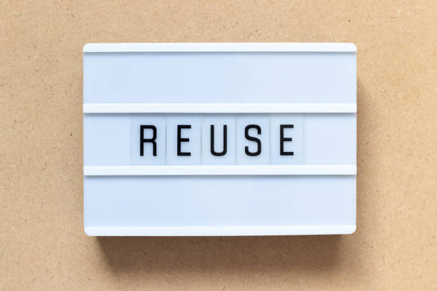 istock White lightbox with word reuse on wood background 1196286724