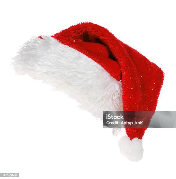 Foto de Chapéu De Papai Noel Vermelho e mais fotos de stock de Boné - Boné, Branco, Chapéu