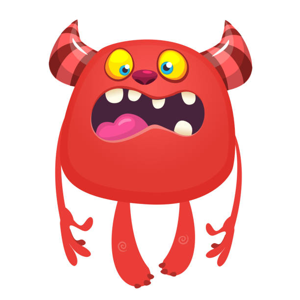 istock Funny cartoon monster. Vector illustration of excited monster character 1196298933