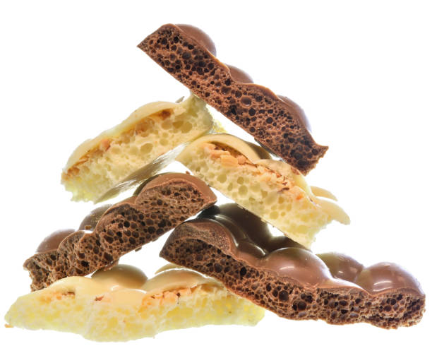 istock Broken heap porous chocolate Isolated 1196300176
