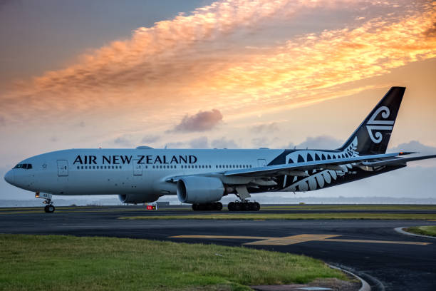 Air New Zealand Air New Zealand, Boeing, 777, Taxiing at Auckland International Airport, New Zealand, 25 December 2019 auckland region photos stock pictures, royalty-free photos & images
