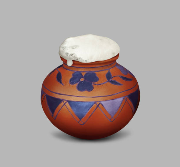 vaso di fango tradizionale pongal isolato - kollam foto e immagini stock