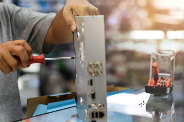 istock Repair of Digital video recorder. DVR. Selective focus. 1196304519