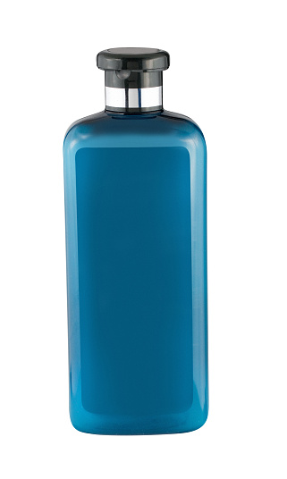 Blue shampoo bottle with clipping path