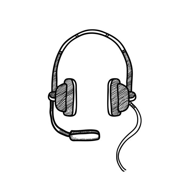 illustrazioni stock, clip art, cartoni animati e icone di tendenza di disegno per cuffie - image computer graphic headset headphones