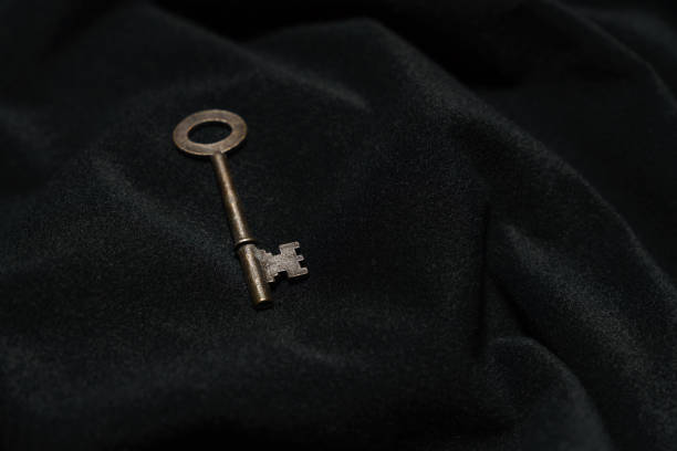 istock Vintage key on black background 1196313162