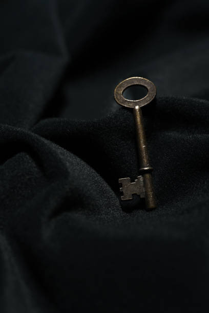istock Vintage key on black background 1196313184