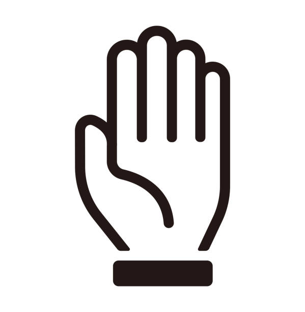 Hand, palm, raise hand, stop vector icon illustration Hand, palm, raise hand, stop vector icon illustration arms raised stock illustrations