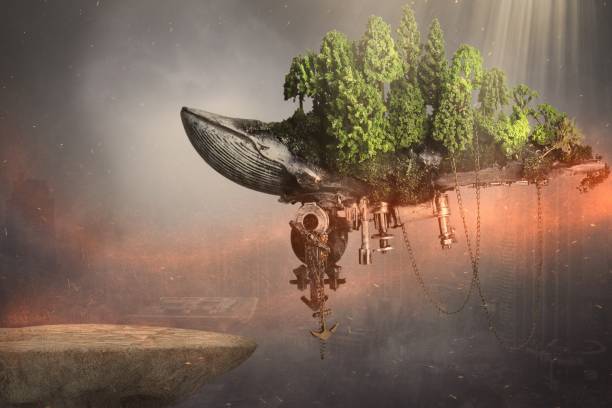 istock Steampunk robot flying machine of the future 1196318081