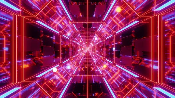 istock endlless science-fiction space galaxy glass tunnel corridor with flying glowing sphere particles 3d illustration wallpaper background 1196323389