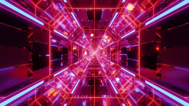 istock endlless science-fiction space galaxy glass tunnel corridor with flying glowing sphere particles 3d illustration wallpaper background 1196323400