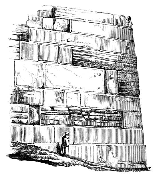 ilustrações de stock, clip art, desenhos animados e ícones de southern side of the solomon temple - jerusalem stone illustrations