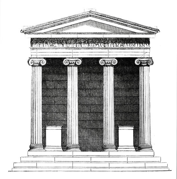 храм nike в афинах - temple classical greek greek culture architecture stock illustrations