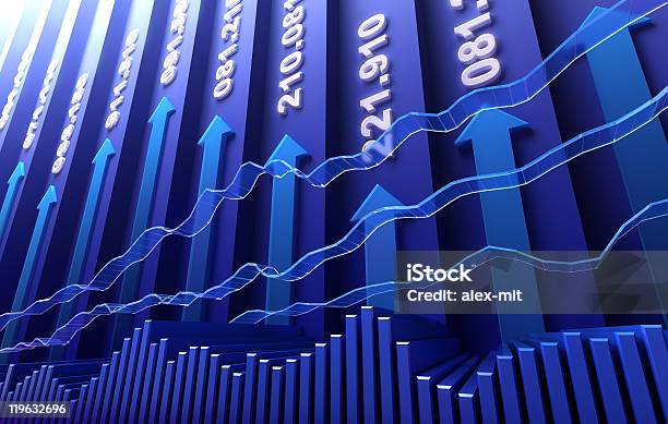 Stock Market Abstract Background Stock Photo - Download Image Now - Arrow - Bow and Arrow, Backgrounds, Blue