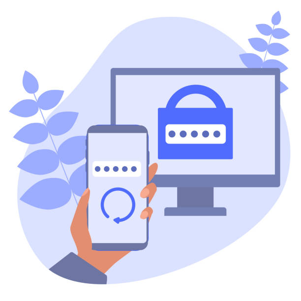 Two-factor authentication mobile app. RSA token mobile app. Cryptosystem for security. Two-factor authentication software. Vector concept illustration. Two-factor authentication mobile app. RSA token mobile app. Cryptosystem for security. Two-factor authentication software. Vector concept illustration. token stock illustrations