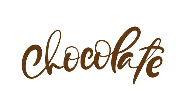 illustrazioni stock, clip art, cartoni animati e icone di tendenza di testo calligrafico con scritte a mano al cioccolato. tipografia personalizzata lettere d'inchiostro marroni isolate su sfondo bianco. illustrazione del tipo vettoriale - heart shape snack dessert symbol