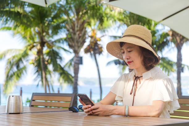 istock vacation:Woman in hat relaxing and sitting outside 1196330119
