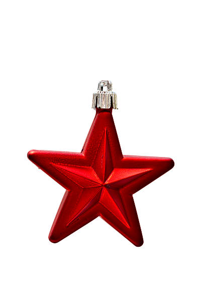 istock Red star Christmas decoration on white background 119633266
