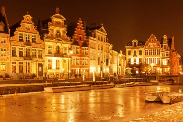 Photo of Gothic Flemish houses on Korenlei quay