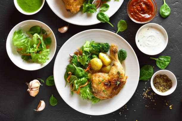 istock Grilled chicken leg with potato 1196336660