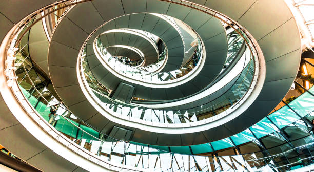 istock Abstract modern architecture and winding staircase in the city 1196340992
