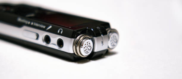 istock The speaker on a plain background. Sound recording equipment. 1196343904