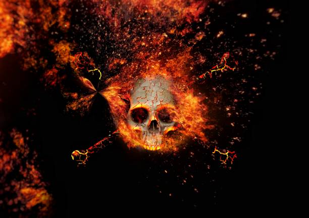 istock Abstract skull floating in the dark 1196351313