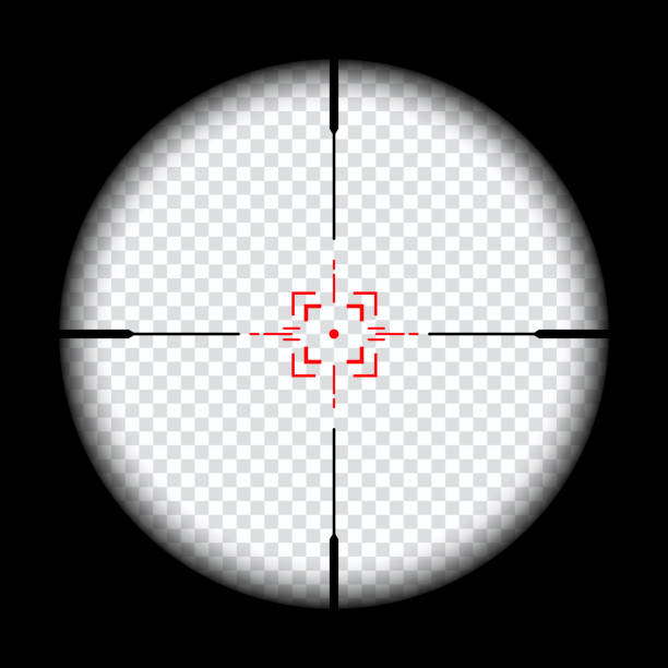 istock realistic sniper scope crosshairs view. sniper sight with measurement marks. sniper scope template isolated on transparent background. rifle optical sight. 1196352173