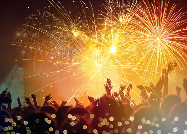 istock Happy New Year abstract fireworks background 1196357674