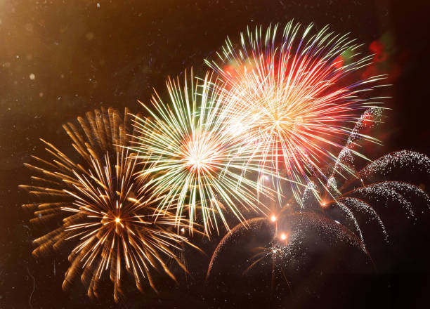 istock Happy New Year abstract fireworks background 1196357824