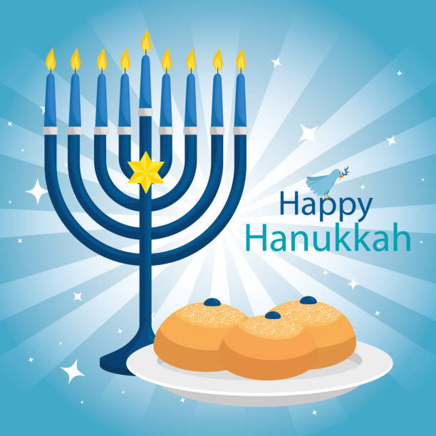 istock happy hanukkah with chandelier and icons 1196358297