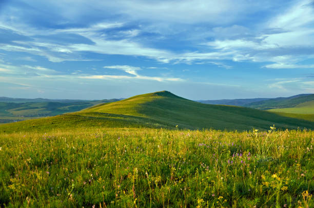 istock Green steppes and hills on a summer day. 1196363391