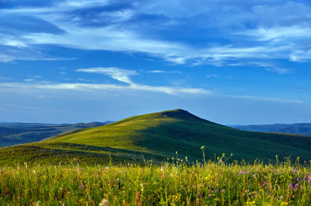 istock Green steppes and hills on a summer day. 1196363405