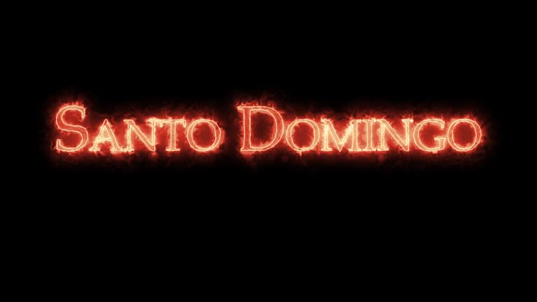 Santo Domingo written with fire. Loop