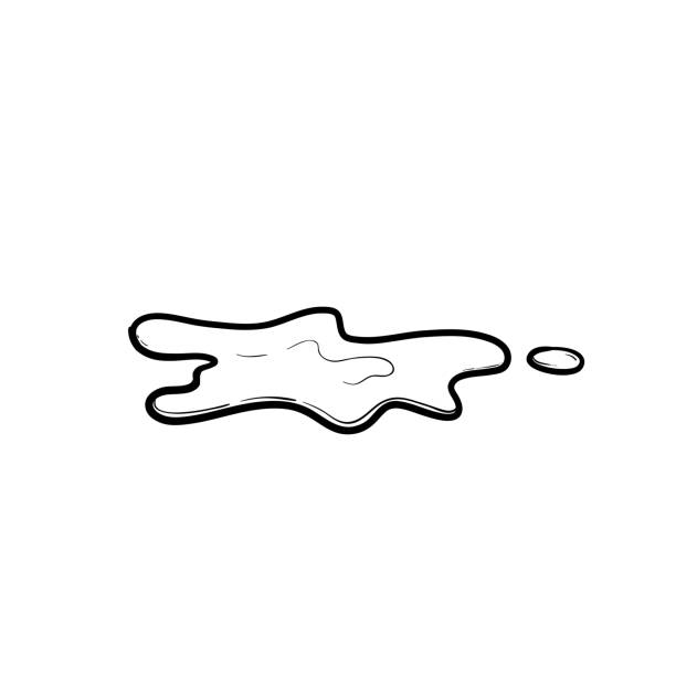 ilustraciones, imágenes clip art, dibujos animados e iconos de stock de ilustración vectorial de derrame de agua con estilo de dibujos animados de garabato dibujado a mano aislado sobre fondo blanco - puddle