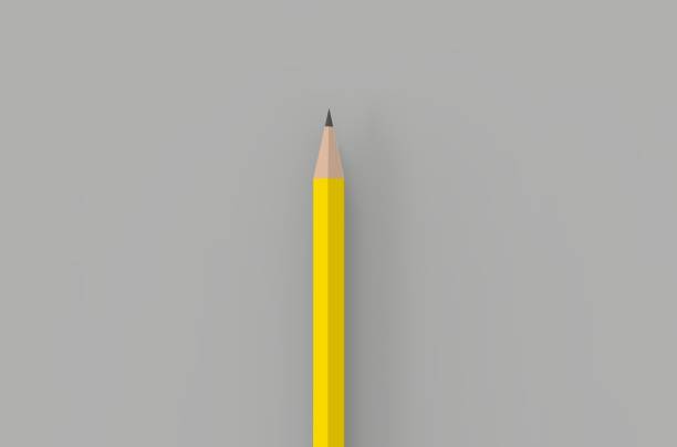 istock Yellow Pencil on Gray Background 3D Rendering 1196366886