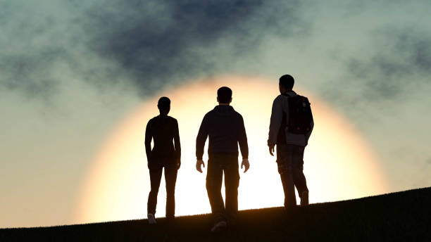 istock People Silhouette at Sunset 3D Rendering 1196369135
