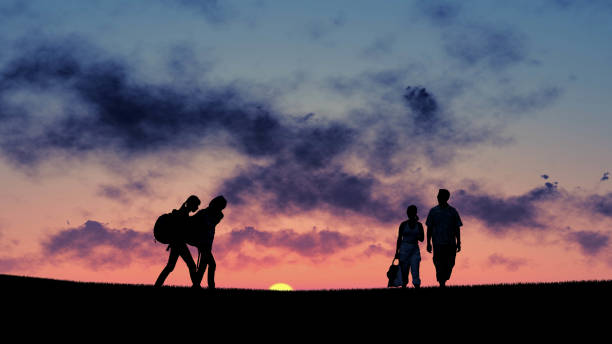 istock People Silhouette Walking at Sky Background 3D Rendering 1196369212