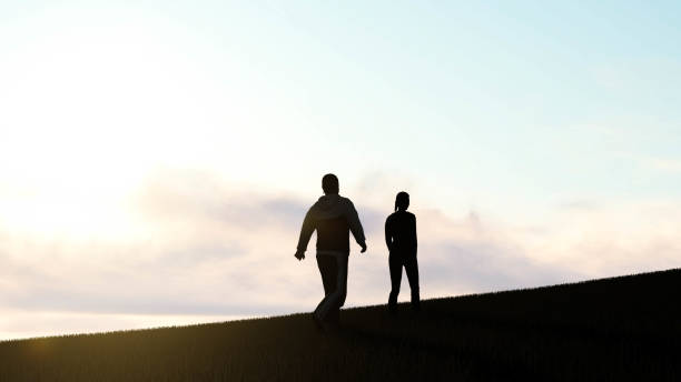 istock falling in love silhouette at sunset 3D Rendering 1196369273