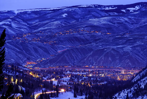 istock Avon Colorado in Winter at Twilight 1196371144